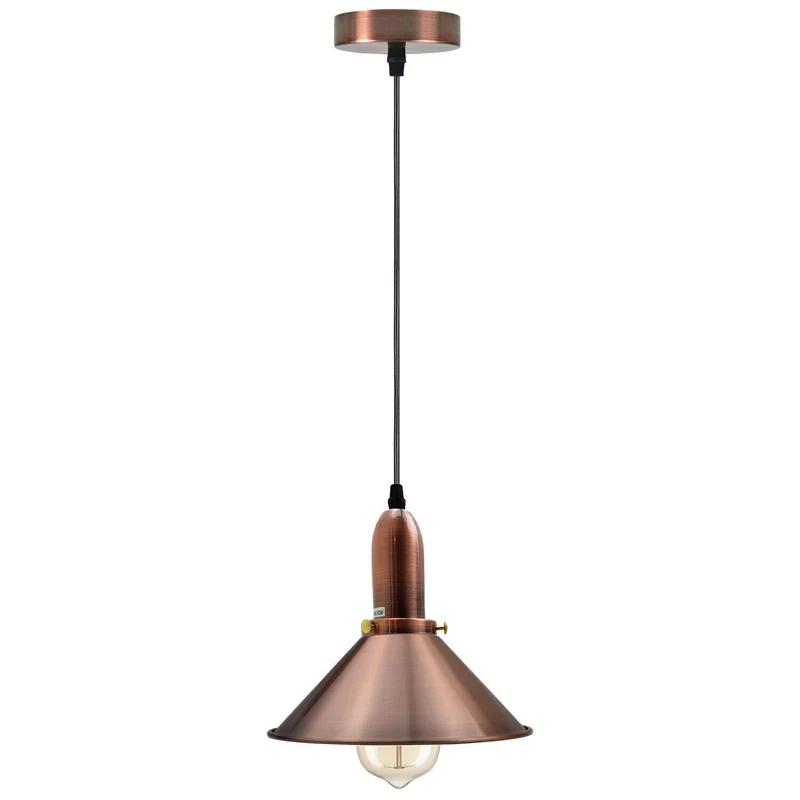 Industrielle Retro Kupfer Metallkegelform Schatten Innendecken Pendelleuchte Armatur~1802
