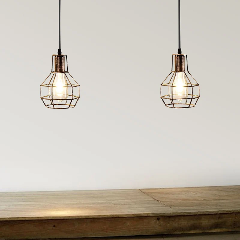 Vintage Spinnenlampe Doppel-Pendelleuchte Käfigschirme~1794