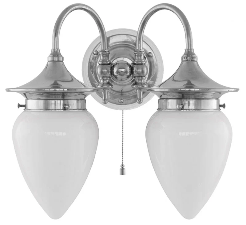 Vägglampa - Tigerstedt nickel, opalvit