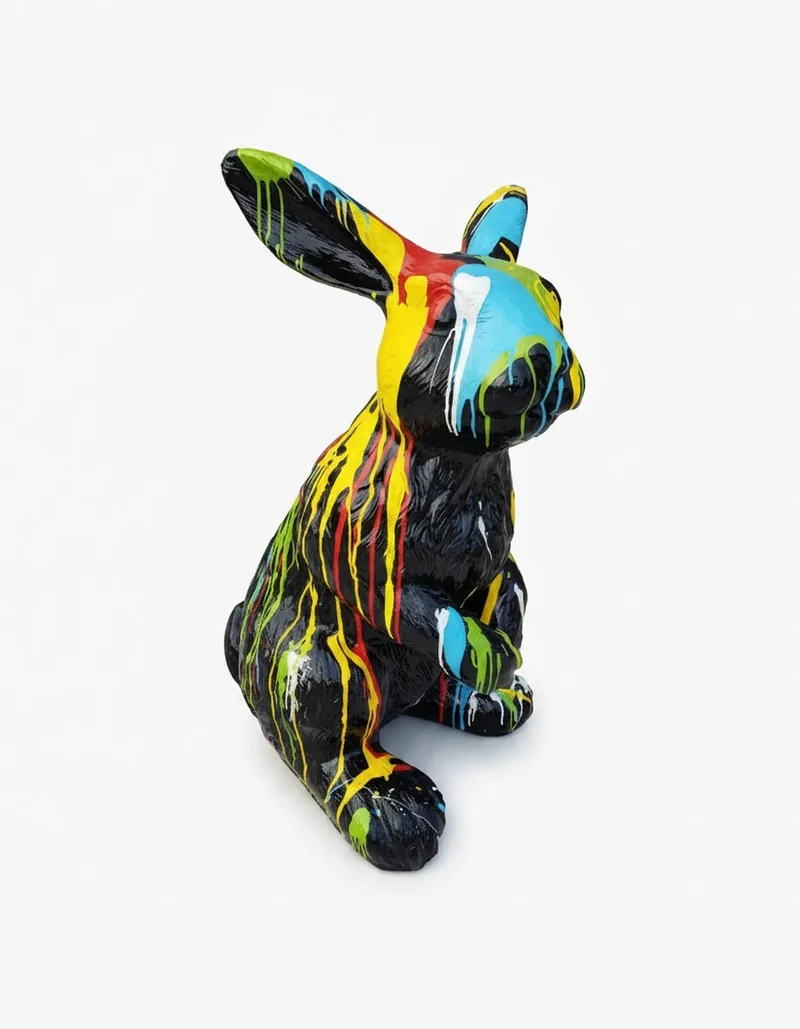 Casa Padrino Luxus Deko Skulptur Hase Kaninchen Sitzen Trash H. 120 cm - Riesige Gartenskulptur - Lebensgroße Skulptur - XXL Deko Skulptur - XXL Deko Figur