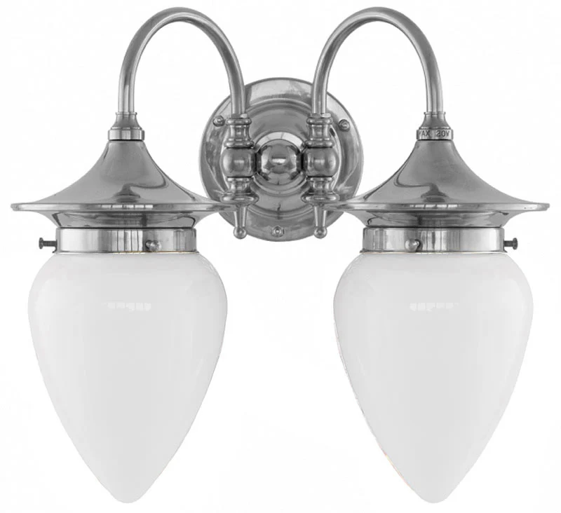 Badrumslampa - Tigerstedt nickel, opalvit droppe