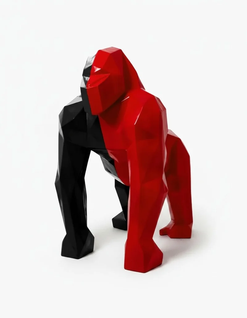 Casa Padrino Luxus Deko Skulptur Affe Multicolor Facettierter Gorilla H. 128 cm - Riesige Gartenskulptur - Lebensgroße Skulptur - XXL Deko Skulptur - XXL Deko Figur