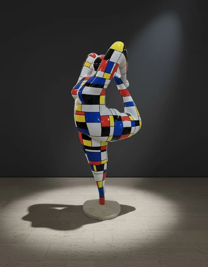 Casa Padrino Luxus Deko Skulptur Statue Turnerin Mondrian H. 141 cm - Riesige Gartenskulptur - Lebensgroße Skulptur - XXL Deko Skulptur - XXL Deko Figur