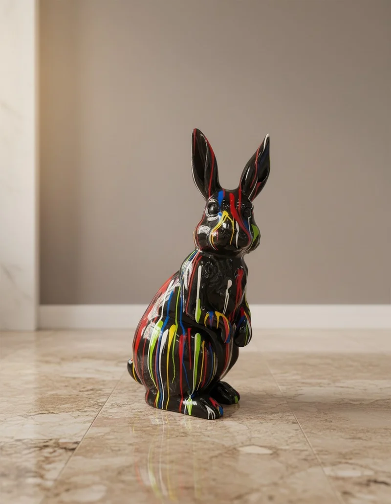 Casa Padrino Luxus Deko Skulptur Hase Kaninchen Trash H. 110 cm - Riesige Gartenskulptur - Lebensgroße Skulptur - XXL Deko Skulptur - XXL Deko Figur