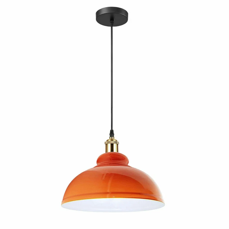 Moderne Pendelleuchte mit orangefarbenem Stoffschirm – E27 ~1569