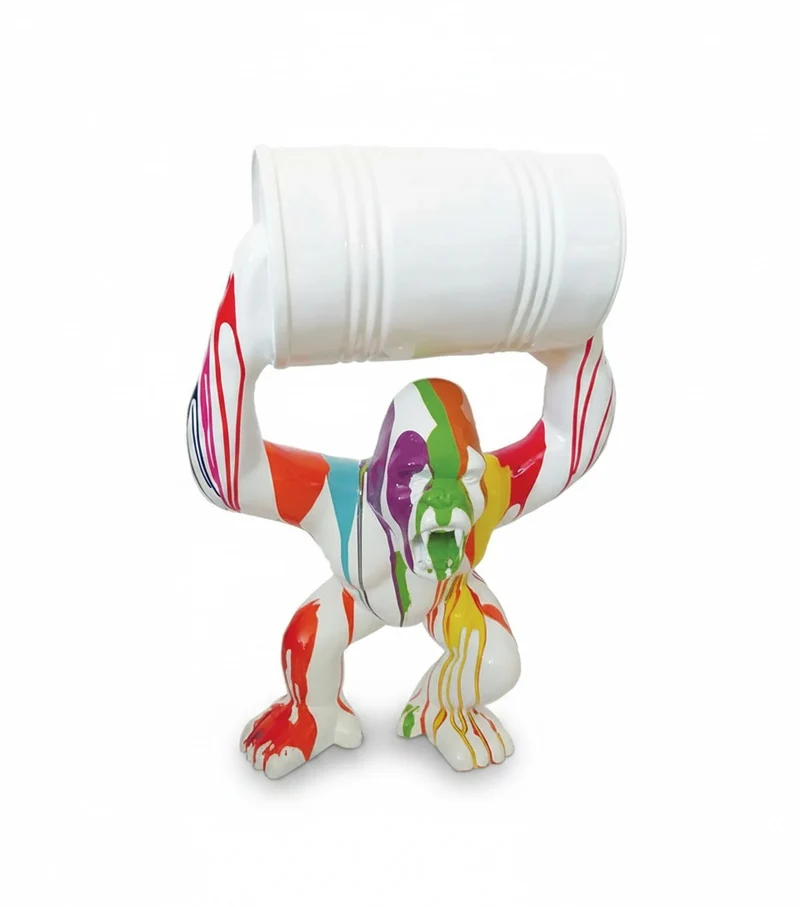 Casa Padrino Luxus Deko Skulptur Affe Gorilla Barrel Trash H. 98 cm - Deko Skulptur - Deko Figur - Tierfigur - Gartendeko