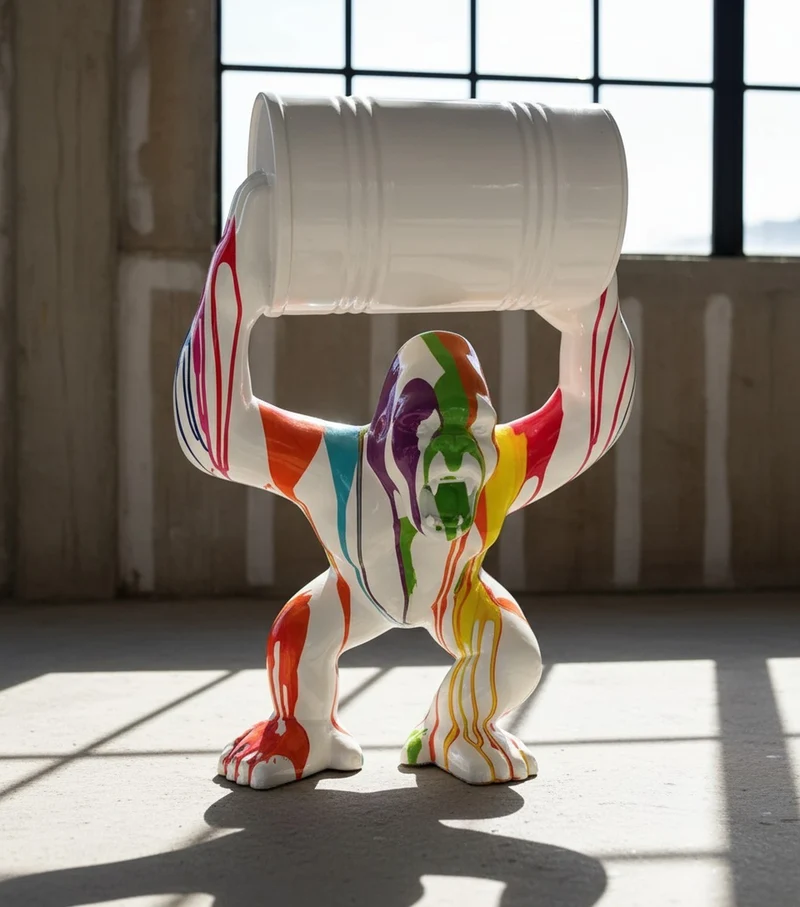 Casa Padrino Luxus Deko Skulptur Affe Gorilla Barrel Trash H. 98 cm - Deko Skulptur - Deko Figur - Tierfigur - Gartendeko