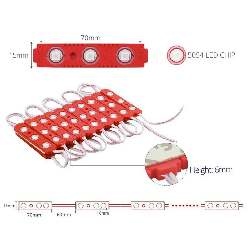 12V LED Module Rot (10er Set) – SMD für Werbung & Schilder ~1751