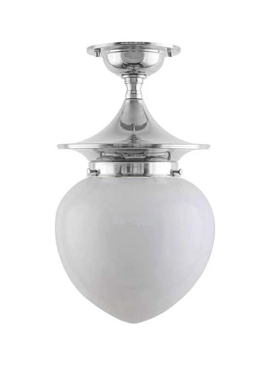 Taklampa - Dahlberg 100 nickel, opalvit droppe