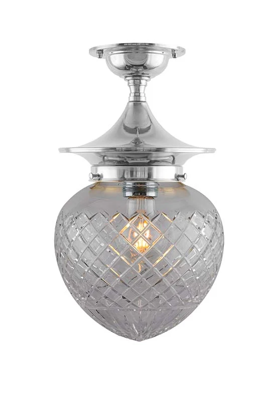 Taklampa - Dahlberg 100 nickel, klarglas droppe