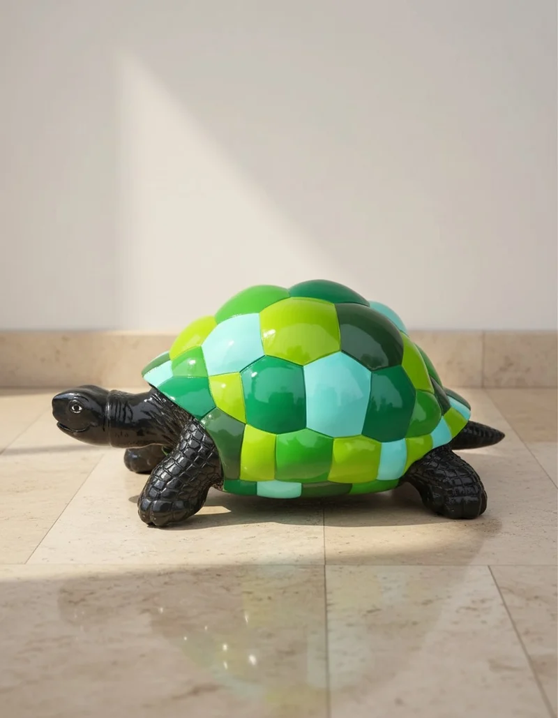 Casa Padrino Luxus Deko Skulptur Reptil Schildkröte Bunt GRÜN H. 44 cm - Deko Skulptur - Deko Figur - Tierfigur - Gartendeko