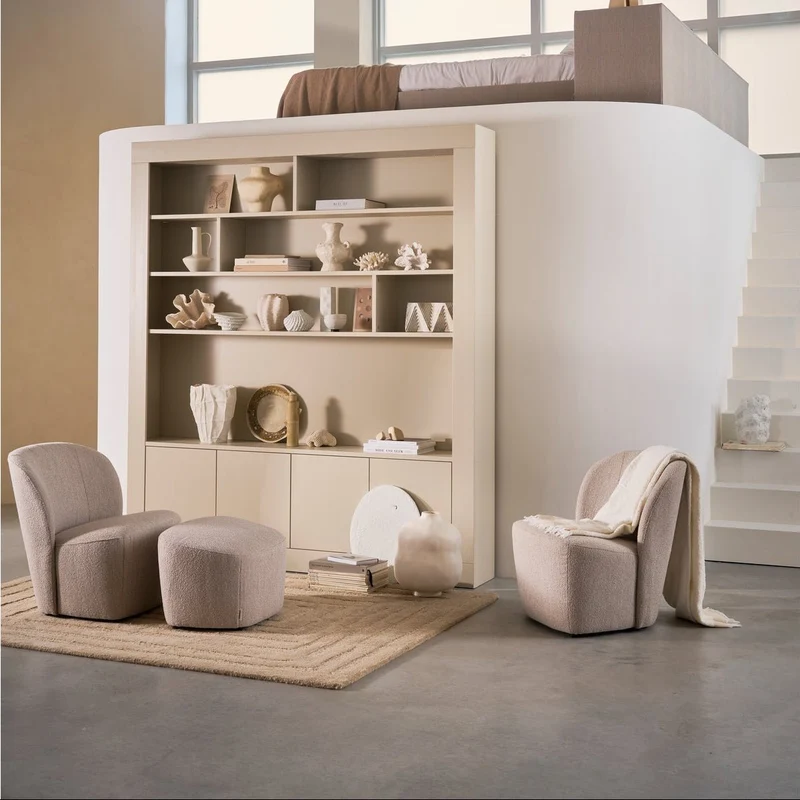 Lofty Sessel Stoff Bouclé Grau - VT Wonen