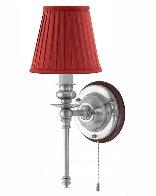 Vägglampa - Ribbing nickel, röd skärm
