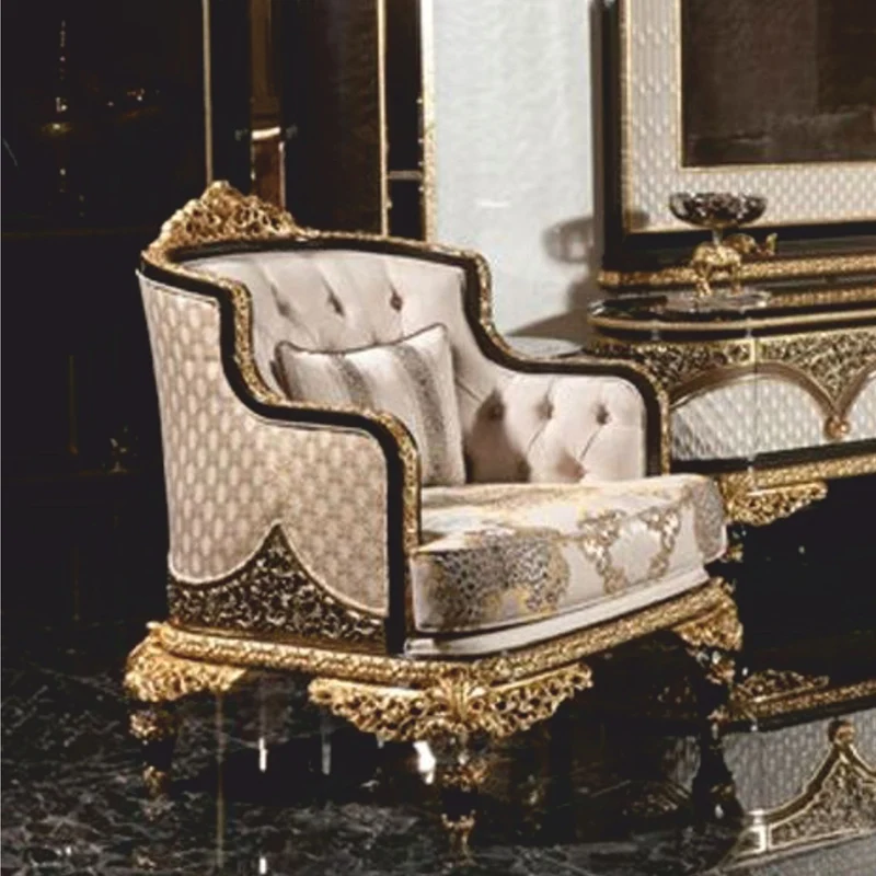 Casa Padrino Luxus Barock Sessel Grau / Braun / Gold - Barock Wohnzimmer & Hotel Sessel - Prunkvolle Barock Möbel
