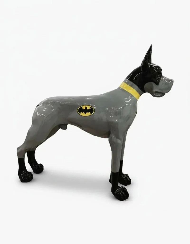 Casa Padrino Luxus Deko Skulptur Hund Mastiff Batman H. 111 cm - Riesige Gartenskulptur - Lebensgroße Skulptur - XXL Deko Skulptur - XXL Deko Figur