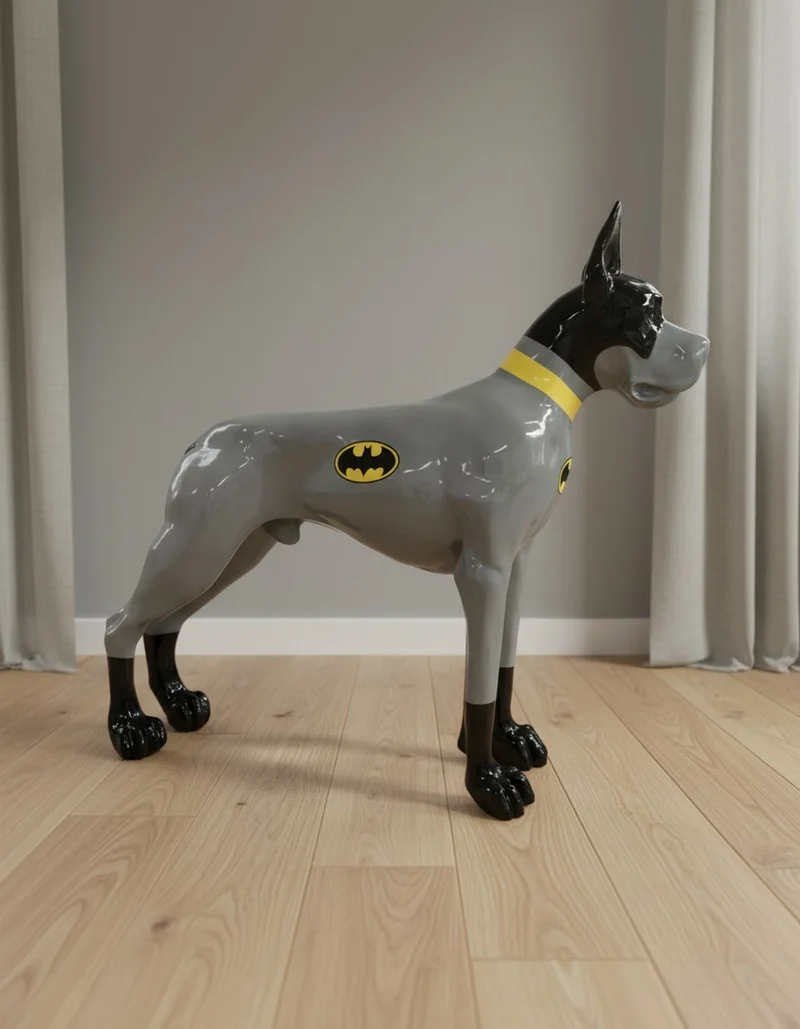 Casa Padrino Luxus Deko Skulptur Hund Mastiff Batman H. 111 cm - Riesige Gartenskulptur - Lebensgroße Skulptur - XXL Deko Skulptur - XXL Deko Figur