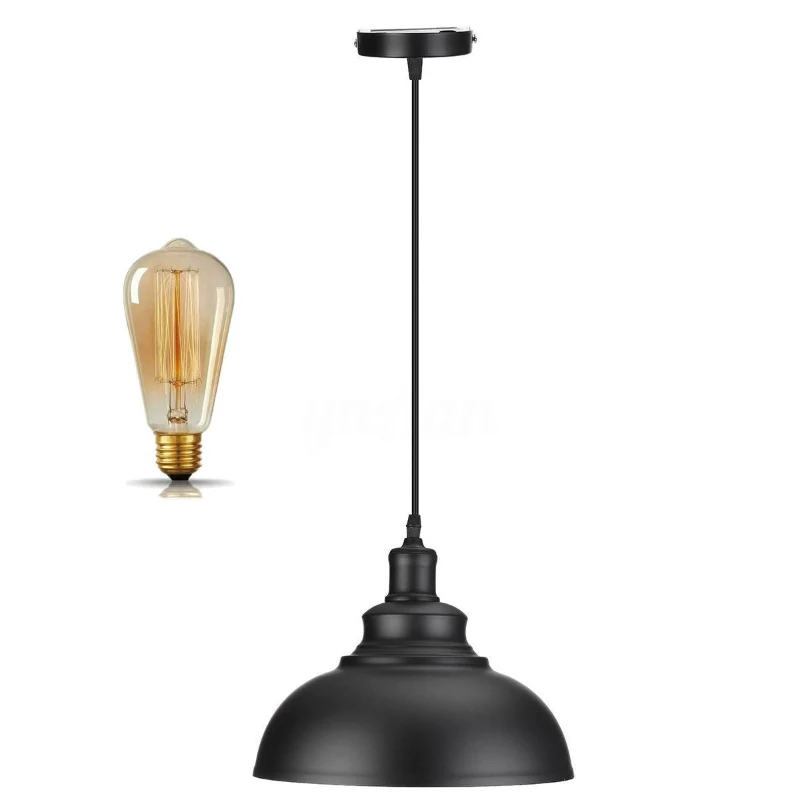 Industrielle schwarze Pendelleuchte im Vintage-Design ~1550