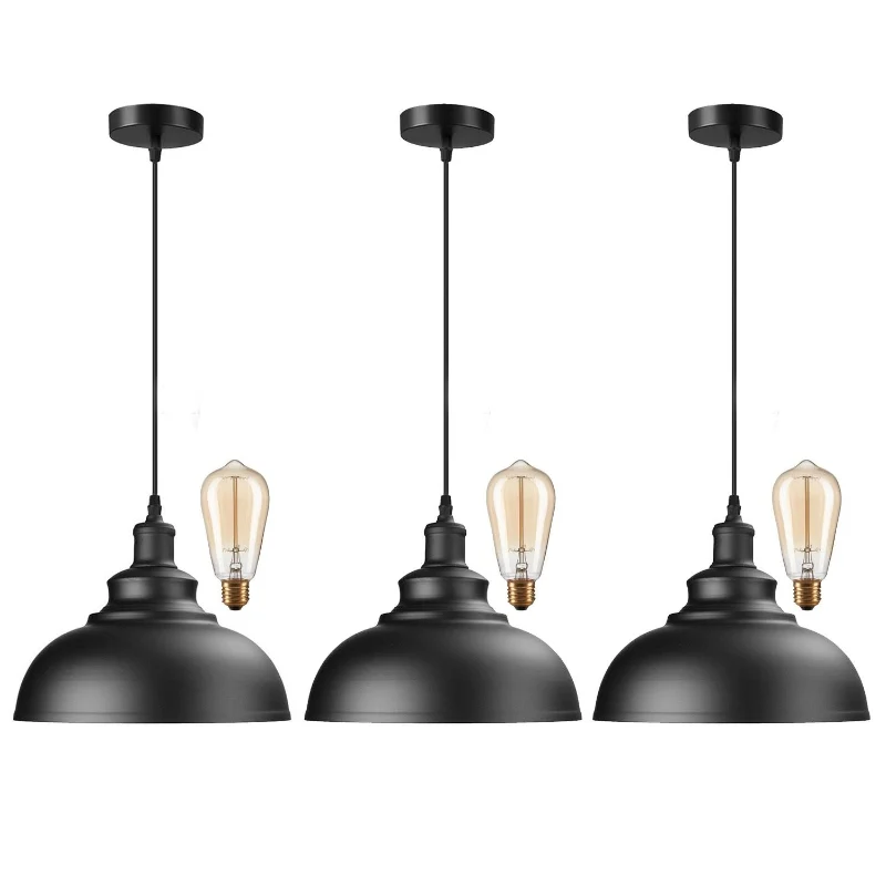 Industrielle schwarze Pendelleuchte im Vintage-Design ~1550