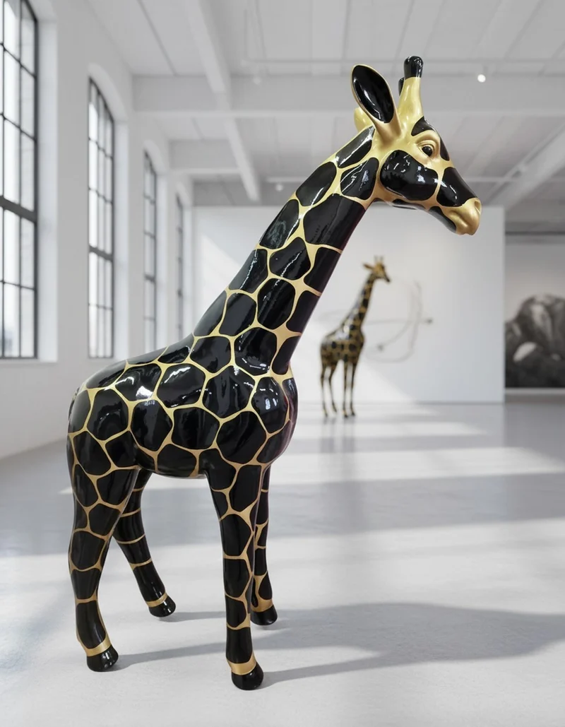 Casa Padrino Luxus Deko Skulptur Giraffe Gold H. 115 cm - Riesige Gartenskulptur - Lebensgroße Skulptur - XXL Deko Skulptur - XXL Deko Figur