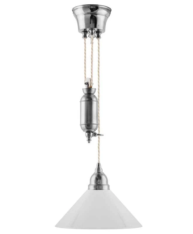Taklampa - Skomakarhiss nickel, hög vit skärm 25 cm
