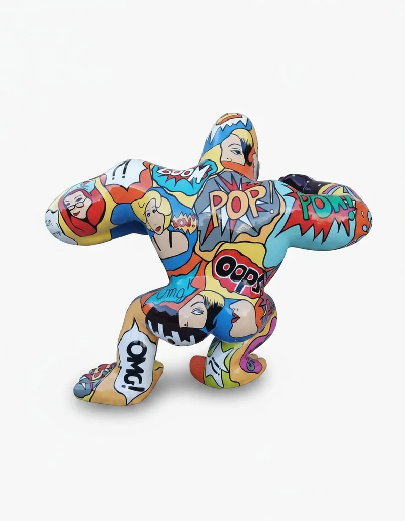 Casa Padrino Luxus Deko Skulptur Affe Kong Wütende Pop Art Gorilla H. 185 cm - Riesige Gartenskulptur - Lebensgroße Skulptur - XXL Deko Skulptur - XXL Deko Figur