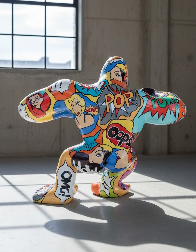 Casa Padrino Luxus Deko Skulptur Affe Kong Wütende Pop Art Gorilla H. 185 cm - Riesige Gartenskulptur - Lebensgroße Skulptur - XXL Deko Skulptur - XXL Deko Figur