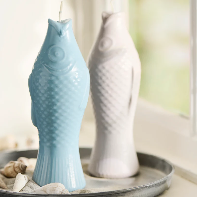 Ib Laursen Fisch Kerze leinenfarben