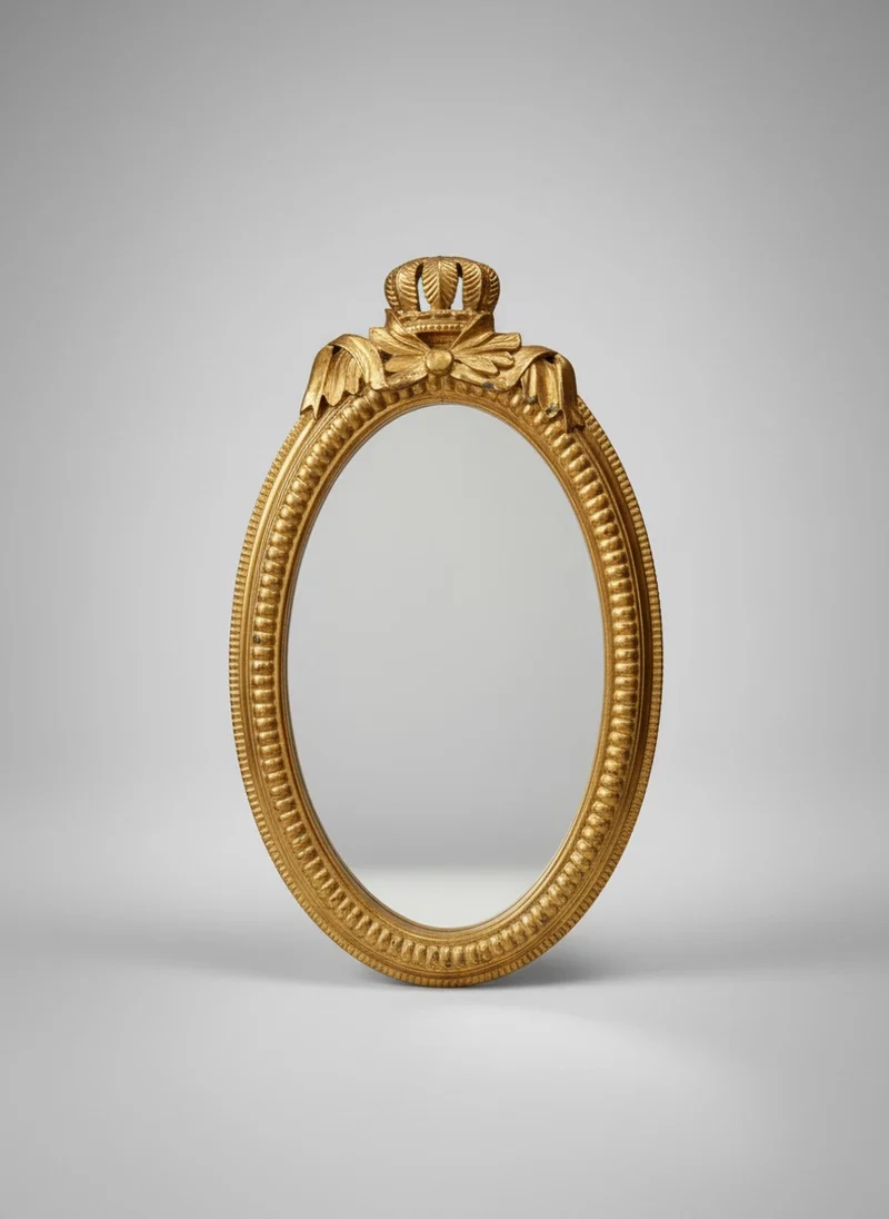 Casa Padrino Barock Wandspiegel Oval Gold 40 x H. 80 cm - Spiegel mit Krone und Schleife - Ausstellungsstück