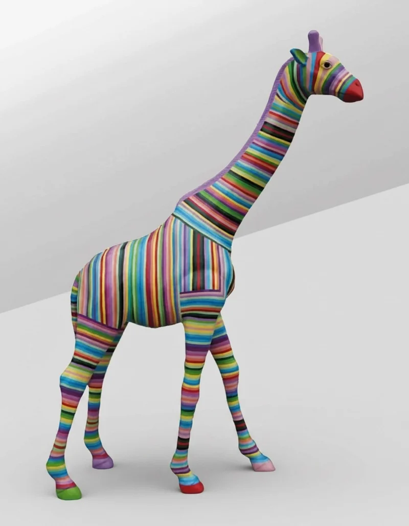 Casa Padrino Luxus Deko Skulptur Giraffe Streifen H. 230 cm - Riesige Gartenskulptur - Lebensgroße Skulptur - XXL Deko Skulptur - XXL Deko Figur