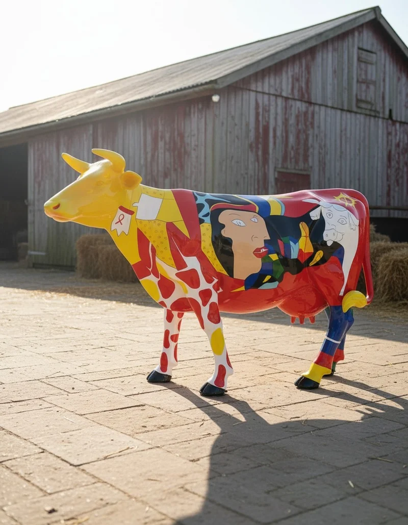 Casa Padrino Luxus Deko Skulptur Kuh Picasso H. 160 cm - Riesige Gartenskulptur - Lebensgroße Skulptur - XXL Deko Skulptur - XXL Deko Figur