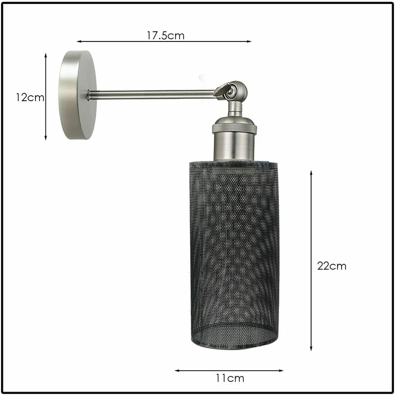 Netzmuster Neue Retro Wandleuchte Vintage Metallkäfig E27 Industrielle drehbare Lampe~1539