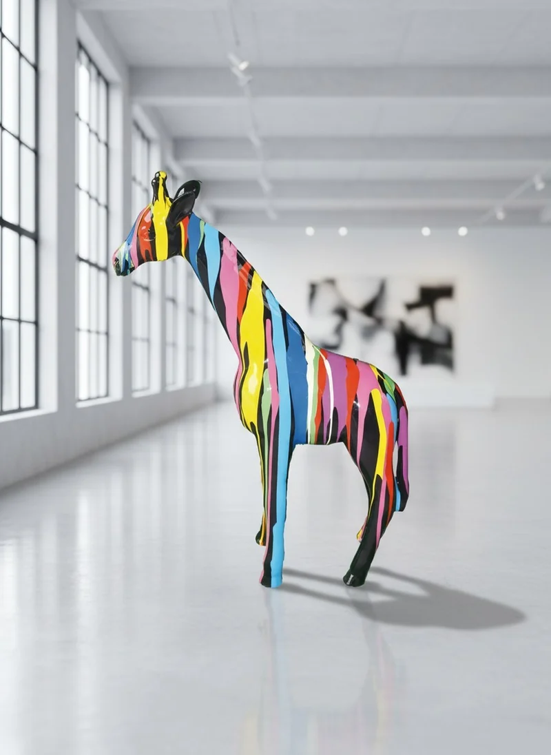 Casa Padrino Luxus Deko Skulptur Giraffe Trash H. 130 cm - Riesige Gartenskulptur - Lebensgroße Skulptur - XXL Deko Skulptur - XXL Deko Figur