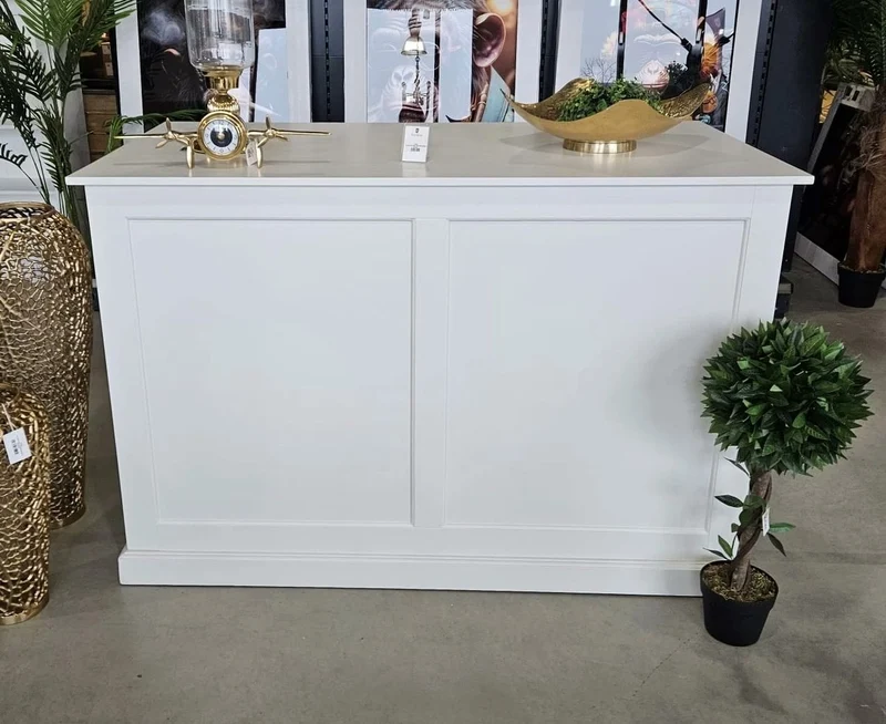Casa Padrino Landhausstil Ladentheke Weiß 150 x 80 x H. 100 cm - Verkaufstresen mit Schubladen und Fächern