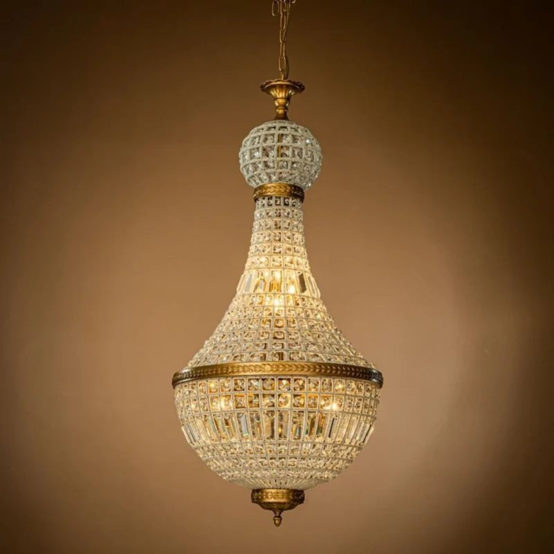 Casa Padrino Luxus Kristall Kronleuchter Gold Ø 34 x H. 80 cm - Prunkvoller Kronleuchter mit Kristallkugel