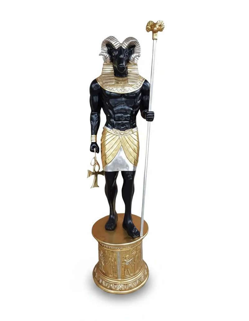 Casa Padrino Luxus Deko Skulptur Statue Khnoum H. 230 cm - Riesige Gartenskulptur - Lebensgroße Skulptur - XXL Deko Skulptur - XXL Deko Figur