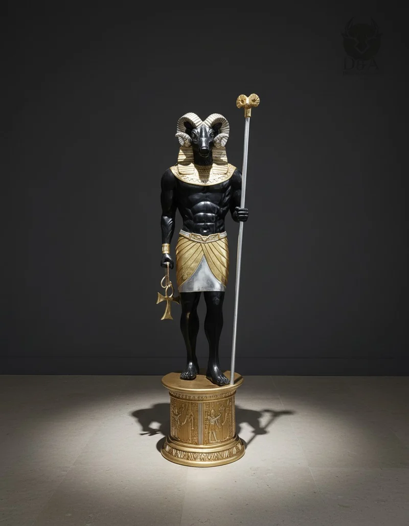 Casa Padrino Luxus Deko Skulptur Statue Khnoum H. 230 cm - Riesige Gartenskulptur - Lebensgroße Skulptur - XXL Deko Skulptur - XXL Deko Figur