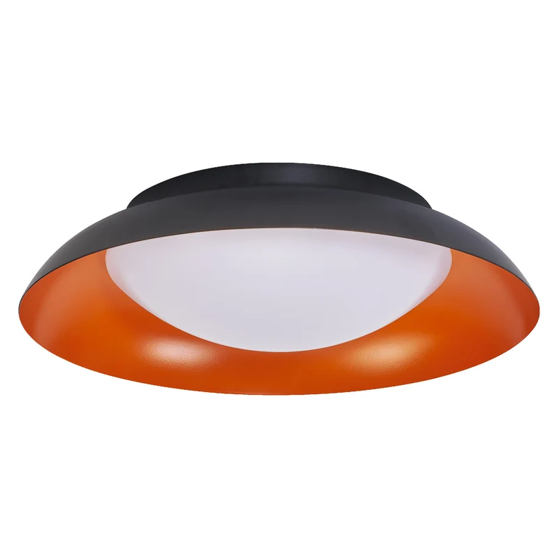 LEDVANCE Orbis Plate LED-Deckenleuchte, schwarz-orange, 19W, 1000lm, 3000K, 310mm, 830 freundliches Warmweiß, durch Kicken in 3-Stufen dimmbar, IP20 Schutz, Montageschrauben und Dübel inklusive