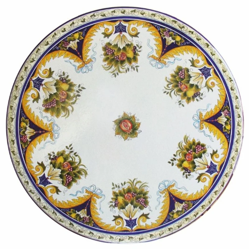 Casa Padrino Luxus Jugendstil Esstisch Weiß / Bunt / Schwarz Ø 140 cm - Runder Gartentisch - Gastronomie & Garten Möbel - Made in Italy