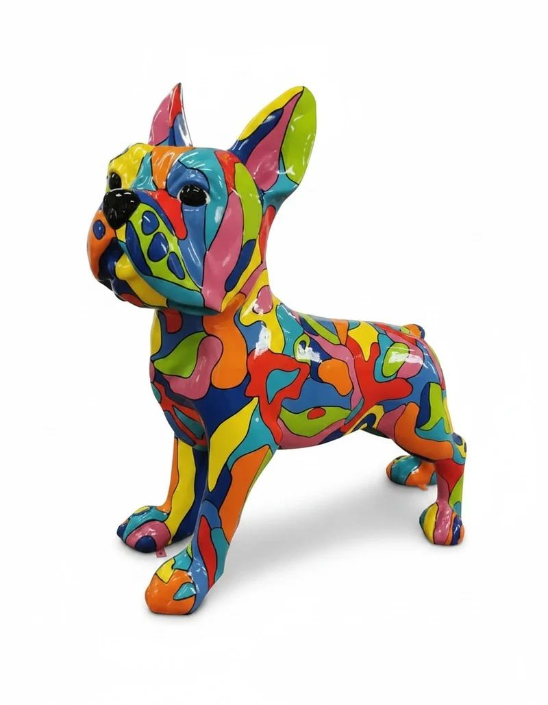 Casa Padrino Luxus Deko Skulptur Hund Französische Bulldogge Zusammenfassung H. 178 cm - Riesige Gartenskulptur - Lebensgroße Skulptur - XXL Deko Skulptur - XXL Deko Figur