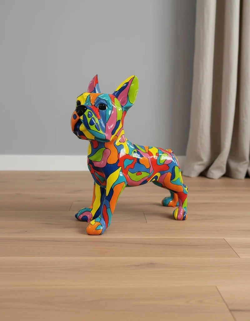 Casa Padrino Luxus Deko Skulptur Hund Französische Bulldogge Zusammenfassung H. 178 cm - Riesige Gartenskulptur - Lebensgroße Skulptur - XXL Deko Skulptur - XXL Deko Figur