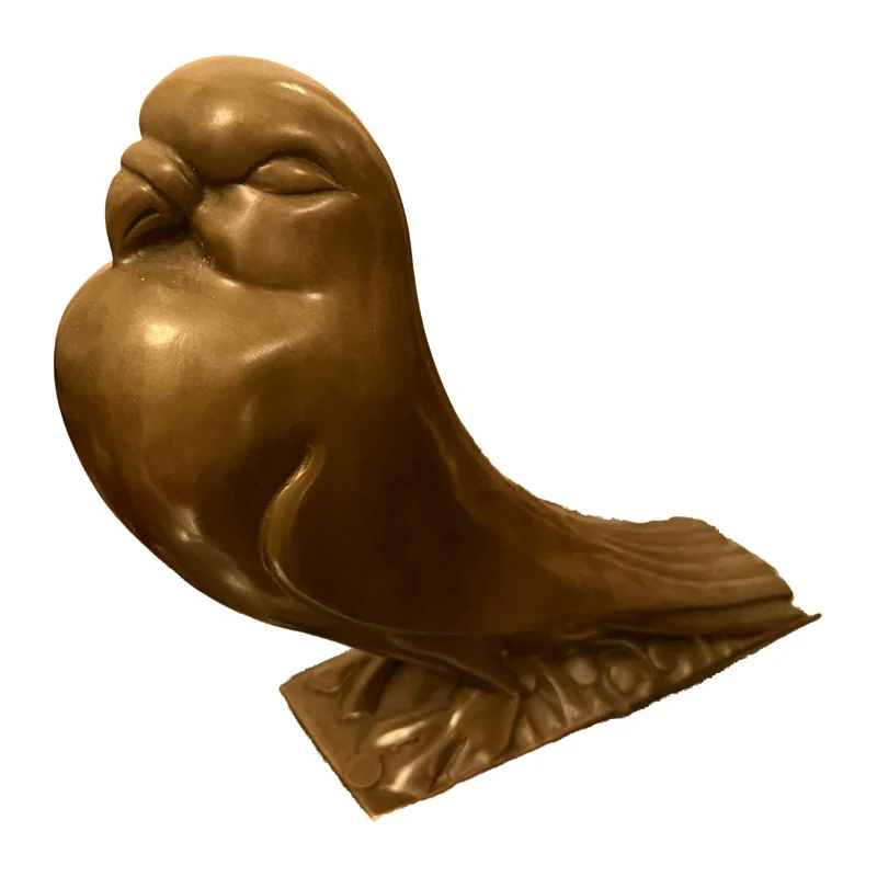 Casa Padrino Bronzefigur Vogel Bronze - Dekorative Tierskulptur mit geschlossenen Augen