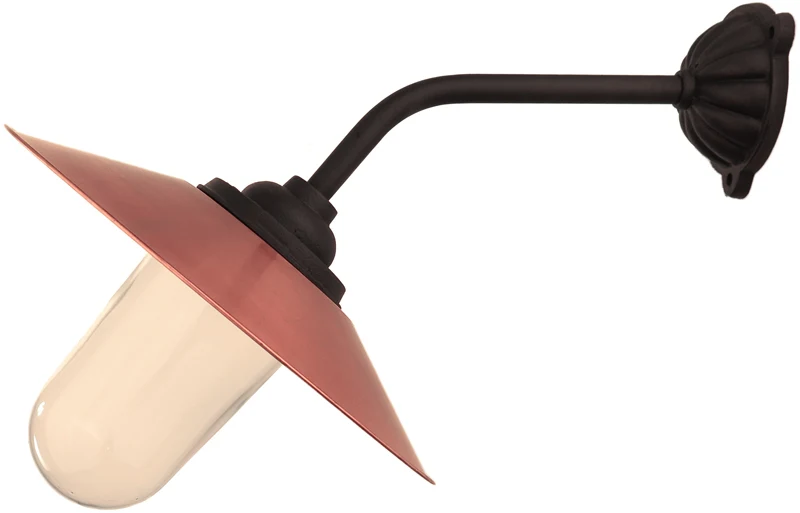 Utomhuslampa - Stallampa 45° rak kort, kopparskärm