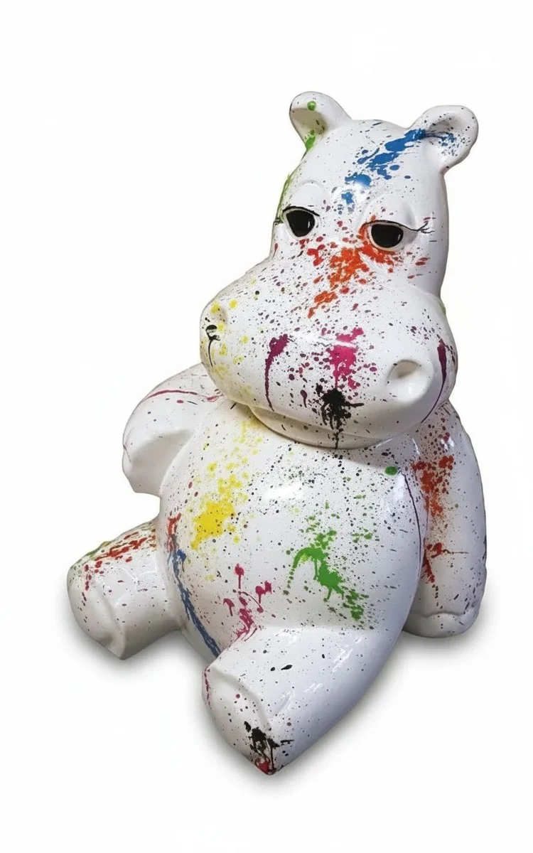 Casa Padrino Luxus Deko Skulptur Nilpferd Sitzen Splash H. 95 cm - Deko Skulptur - Deko Figur - Tierfigur - Gartendeko