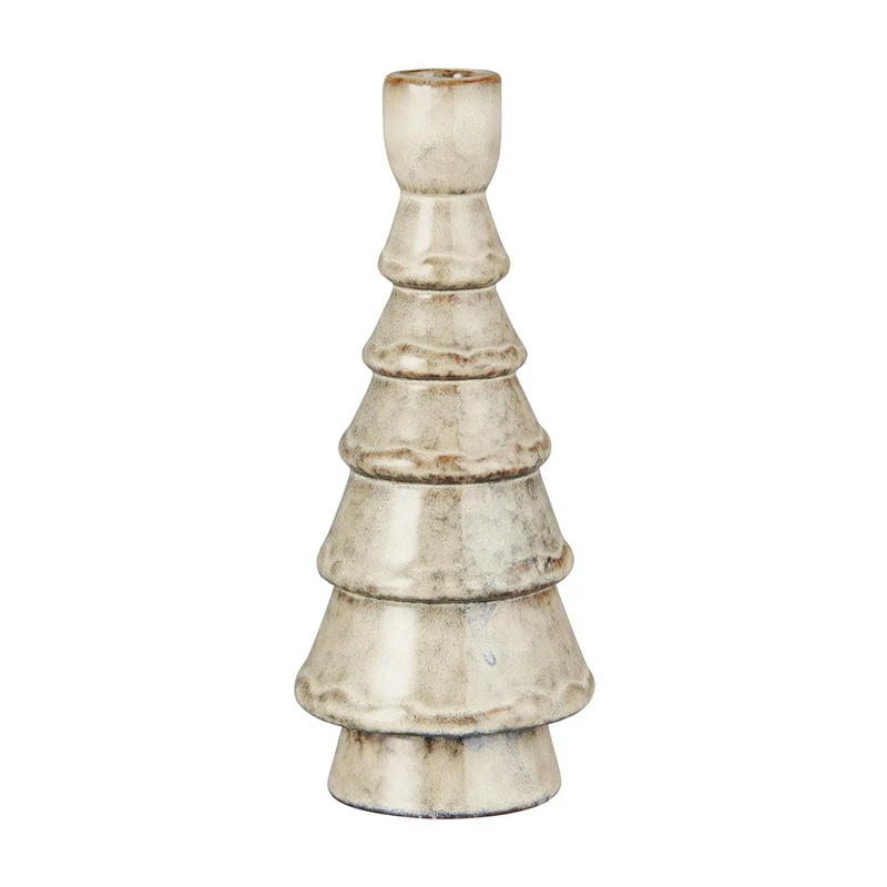 Ib Laursen Kerzenhalter gerillt 20,5 cm braun-meliert