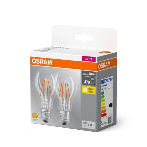 OSRAM BASE CL A FIL 40 LED-Lampe, 4W, 470lm, Warmweiß, E27