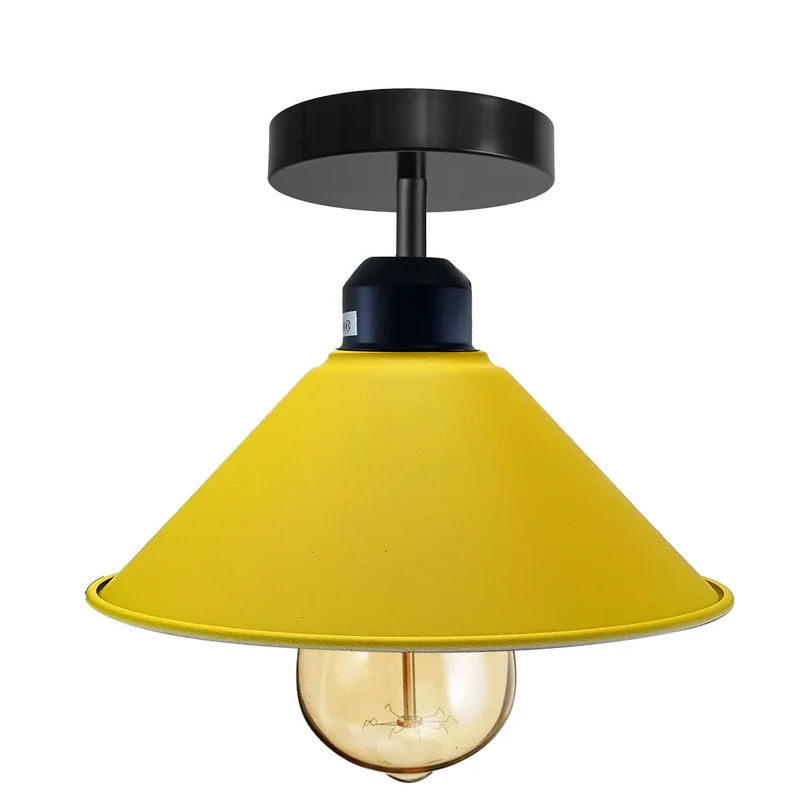 Industrie Gelbe Kegel LED E27 Deckenleuchte Wohnzimmer~1510