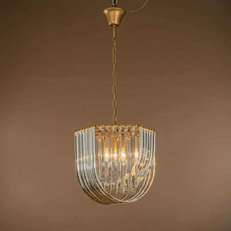 Casa Padrino Luxus Kronleuchter Gold Ø 41 x H. 40 cm - Kristall Lüster mit gebogenen Glasstäben