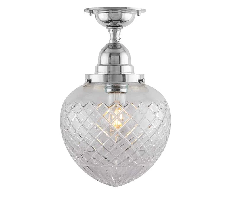Taklampa - Byström 100 nickel, klardroppe