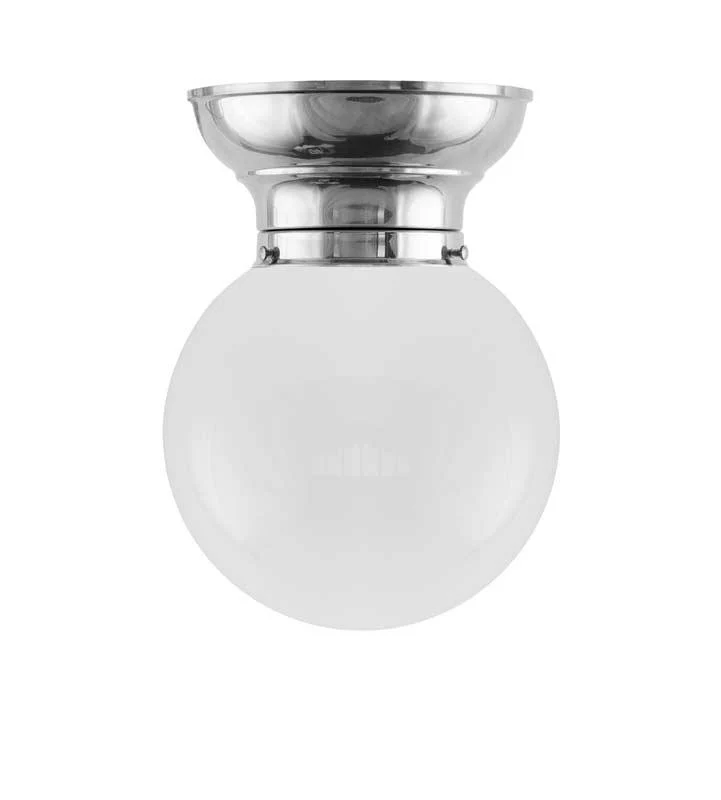 Taklampa - Frödingplafond 100 nickel, vit klotskärm