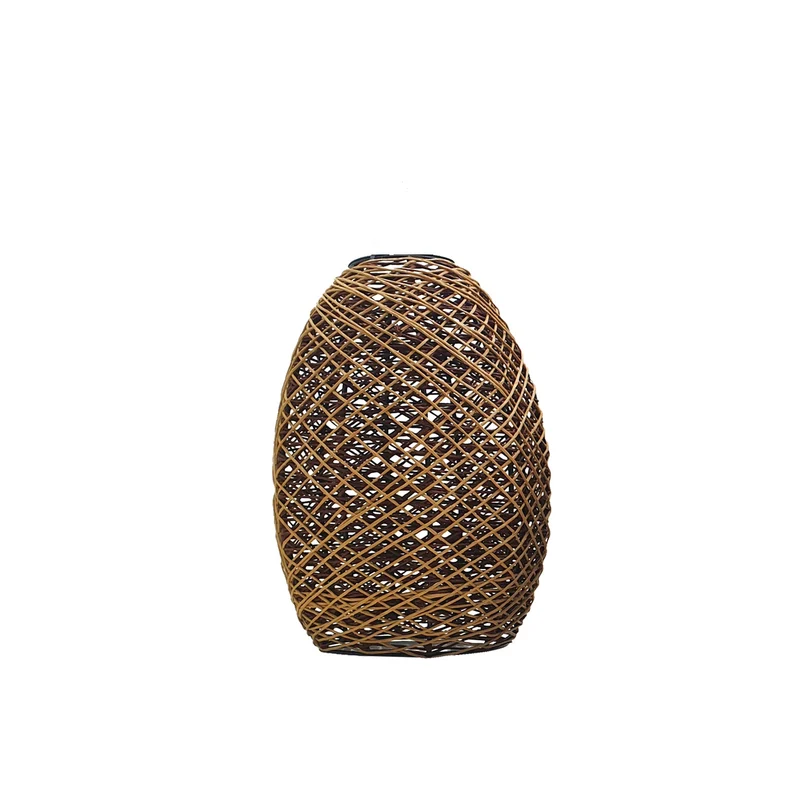 Vintage-Lampenschirm aus Rattan im Trommeldrahtkäfig-Stil – Natürliches Design, handgefertigt~1417